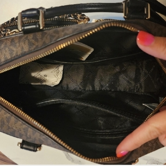 Michael Kors Signature Elliot Studded Messenger Bag Brown Tiger Print Calf Hair - Picture 6 of 9